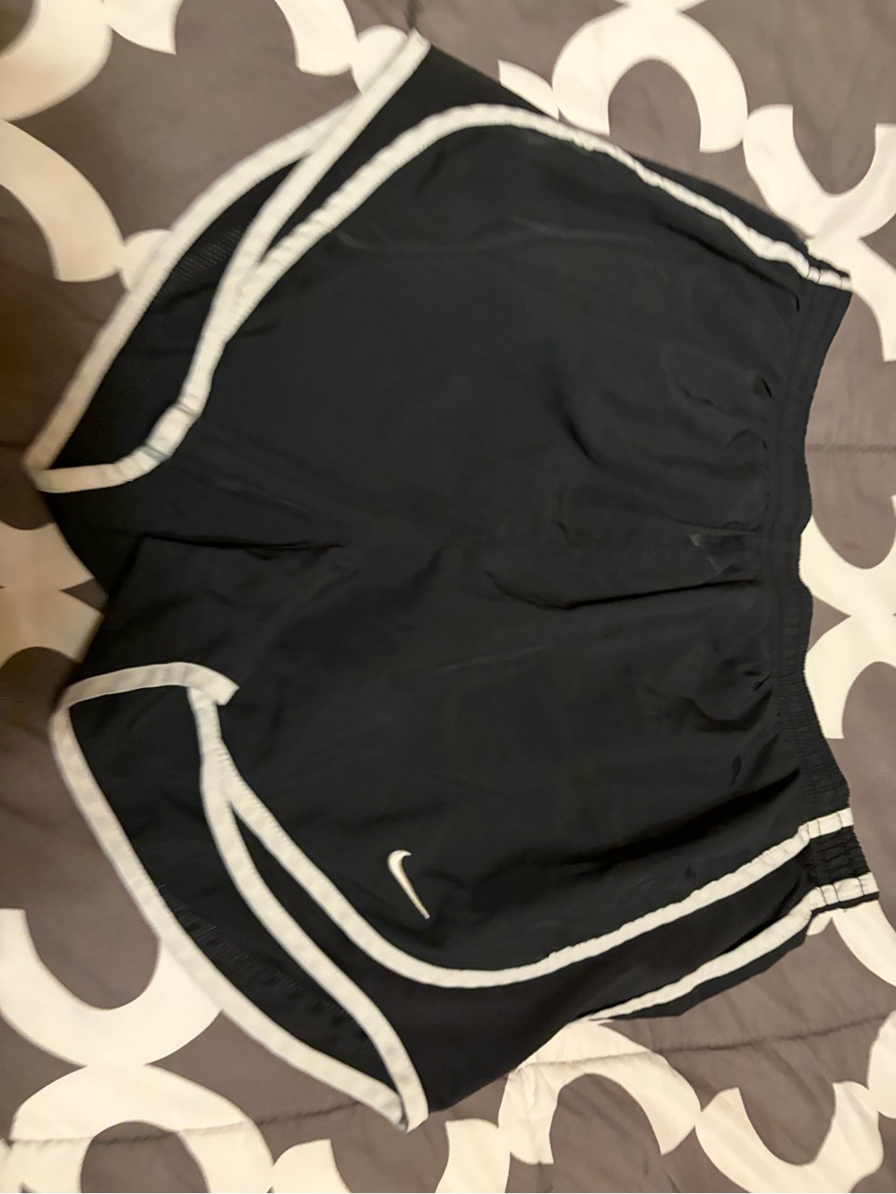 Nike Women's Black Athletic Shorts with White Piping